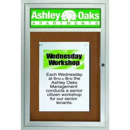 Enclosed Single Door Indoor Bulletin Board, Wall Mount, Custom, 18 X 24 Enclosed Single Door Indoor Bulletin Board, Wall Mount, Custom, 18 X 24