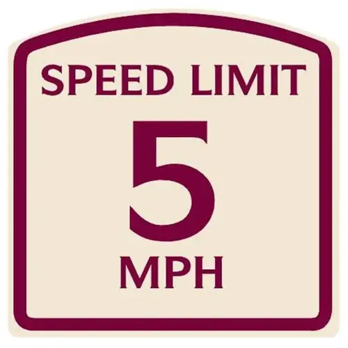 Speed Limit 5 Mph Sign, Burgundy On Ivory, Non-Reflective, 16 X 16 Speed Limit 5 Mph Sign, Burgundy On Ivory, Non-Reflective, 16 X 16