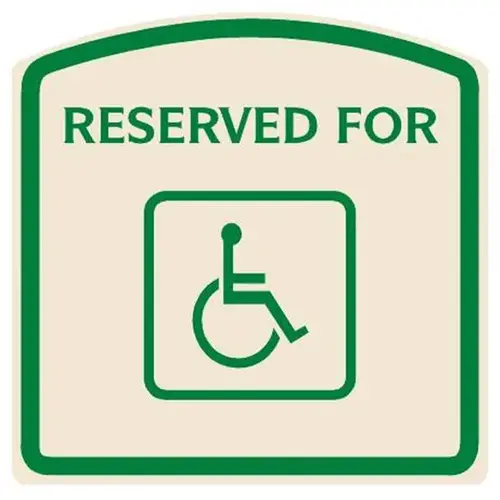 Reserved For/Handicapped Symbol Designer Sign, Green On Ivory, 16 X 16 Reserved For/Handicapped Symbol Designer Sign, Green On Ivory, 16 X 16