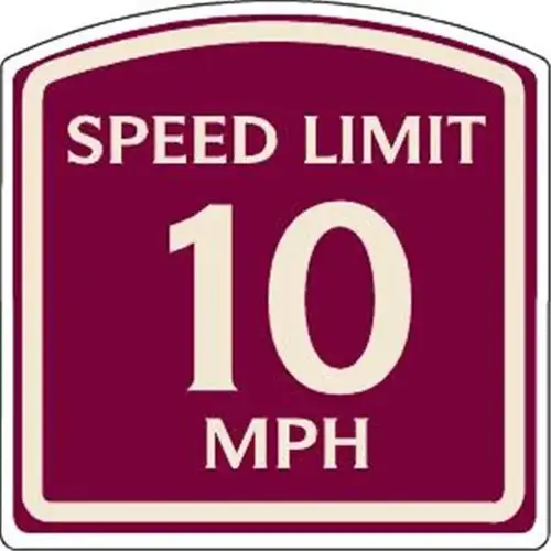 Speed Limit 10 Mph Sign, Ivory On Burgundy, Non-Reflective, 16 X 16 Speed Limit 10 Mph Sign, Ivory On Burgundy, Non-Reflective, 16 X 16