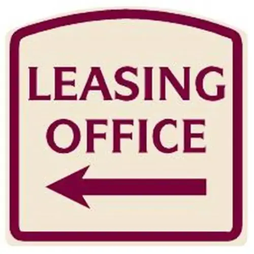 Leasing Office Designer Sign With Left Arrow, Burgundy On Ivory, 16 X 16 Leasing Office Designer Sign With Left Arrow, Burgundy On Ivory, 16 X 16