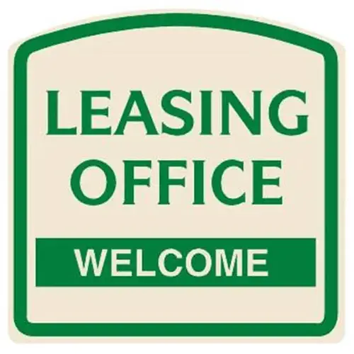 Leasing Office/Welcome Arched Designer Sign, Green On Ivory, 16 X 16 Leasing Office/Welcome Arched Designer Sign, Green On Ivory, 16 X 16