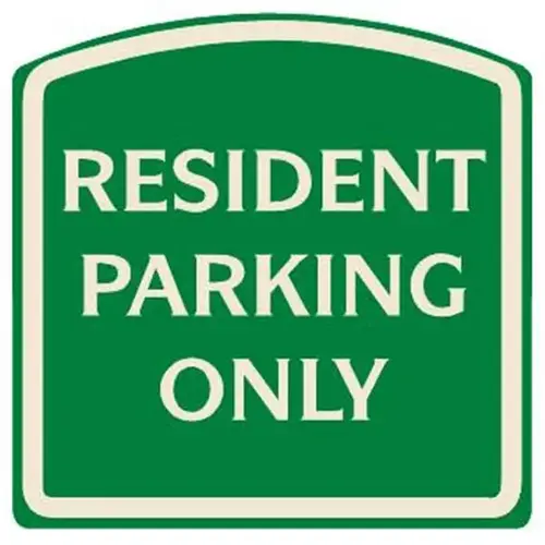 Resident Parking Only Designer Sign, Ivory On Green, 16 X 16 Resident Parking Only Designer Sign, Ivory On Green, 16 X 16