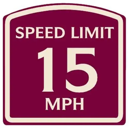 Speed Limit 15 Mph Sign, Ivory On Burgundy, Non-Reflective, 16 X 16 Speed Limit 15 Mph Sign, Ivory On Burgundy, Non-Reflective, 16 X 16