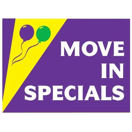 Coroplast Move In Specials Amenity Sign, Festive, 24 X 18 Coroplast Move In Specials Amenity Sign, Festive, 24 X 18