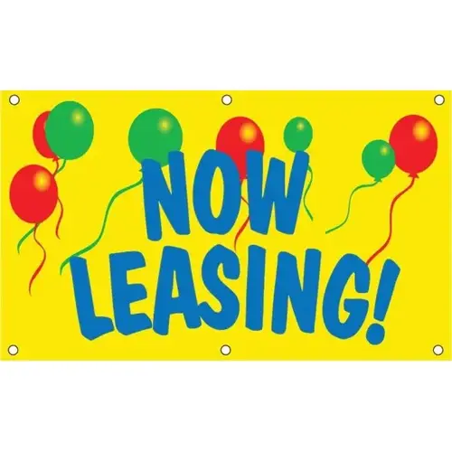 Now Leasing Banner, Balloons, 5 ft X 3 ft Now Leasing Banner, Balloons, 5 ft X 3 ft