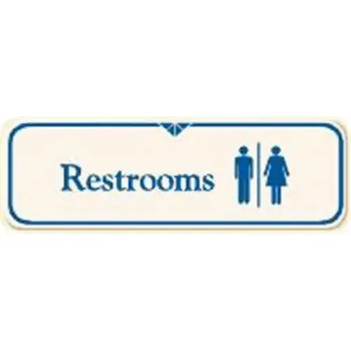 Restrooms Interior Sign, Ivory, 9 X 3 Restrooms Interior Sign, Ivory, 9 X 3
