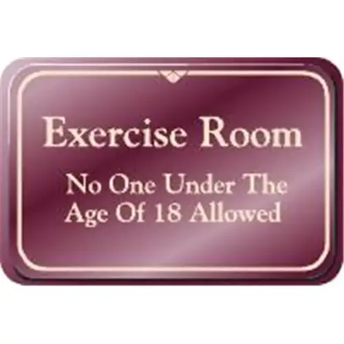 Exercise Room Interior Sign, Burgundy, 9 X 6 Exercise Room Interior Sign, Burgundy, 9 X 6