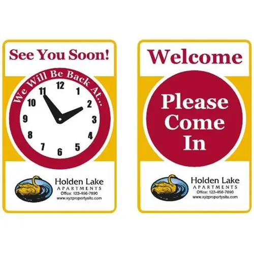 Semi-Custom 2-Sided Clock Sign, 12" X 18" Semi-Custom 2-Sided Clock Sign, 12" X 18"