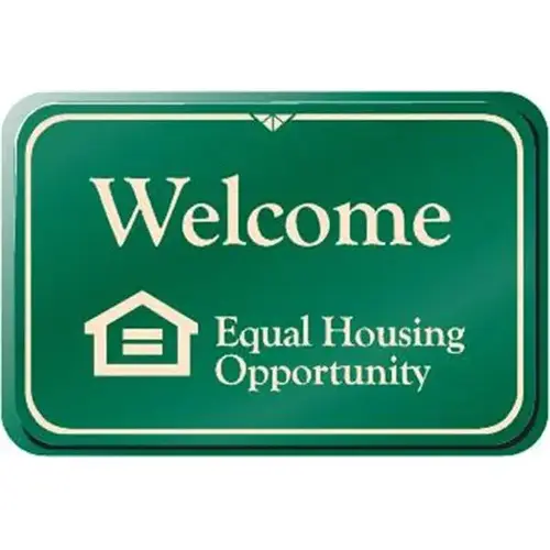 Welcome Equal Housing Desk Sign, Ivory/Green, 9 X 6 Welcome Equal Housing Desk Sign, Ivory/Green, 9 X 6