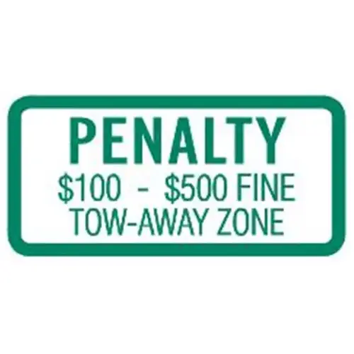 Virginia Penalty 100-500 Dollar Tow-Away Zone Disabled Parking Sign, 12 X 6" Virginia Penalty 100-500 Dollar Tow-Away Zone Disabled Parking Sign, 12 X 6"