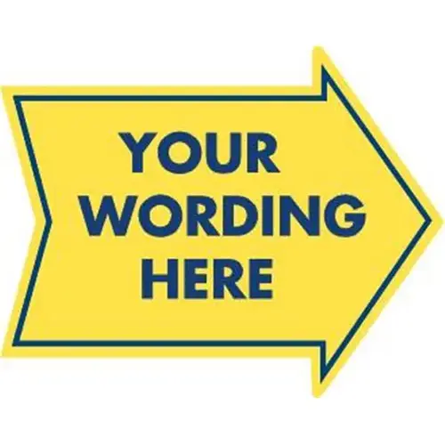 Custom 1-Sided Arrow Shaped Promotional Sign, Yellow, 22-1/2 X 18 Custom 1-Sided Arrow Shaped Promotional Sign, Yellow, 22-1/2 X 18