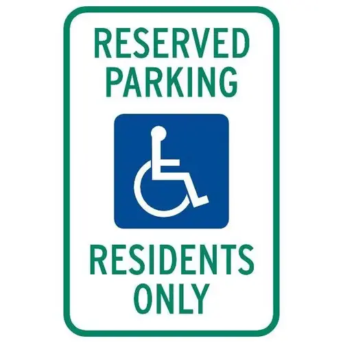 Residents Only Disabled Parking Sign, Reflective, 12 X 18 Residents Only Disabled Parking Sign, Reflective, 12 X 18