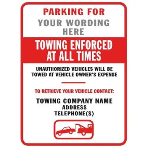 Semi-Custom Parking For... Sign, Red Reflective, 18 X 24" Semi-Custom Parking For... Sign, Red Reflective, 18 X 24"