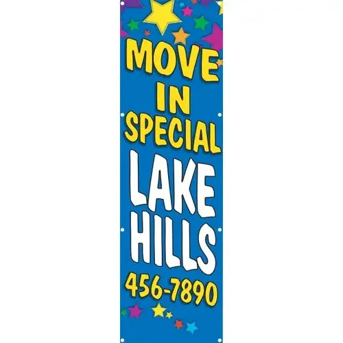 Semi-Custom Vertical Banner, Stars, 3 ft X 10 ft Semi-Custom Vertical Banner, Stars, 3 ft X 10 ft