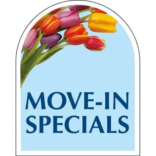 Coroplast Move In Specials Arched Amenity Sign, Tulips, 24 X 30 Coroplast Move In Specials Arched Amenity Sign, Tulips, 24 X 30