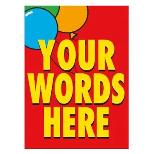 Coroplast Semi-Custom Vertical Amenity Sign, Red With Balloons, 18 X 24 Coroplast Semi-Custom Vertical Amenity Sign, Red With Balloons, 18 X 24