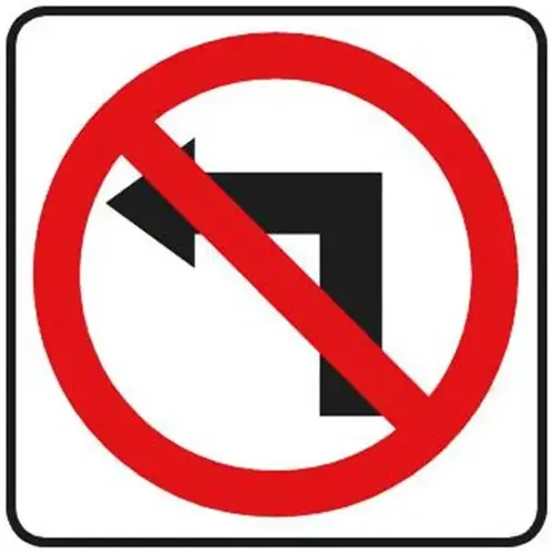 No Left Turn Symbol Sign, Reflective, 24 X 24 No Left Turn Symbol Sign, Reflective, 24 X 24
