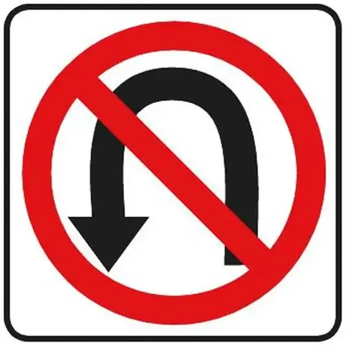 No U-Turn Symbol Sign, Non-Reflective, 24 X 24 No U-Turn Symbol Sign, Non-Reflective, 24 X 24