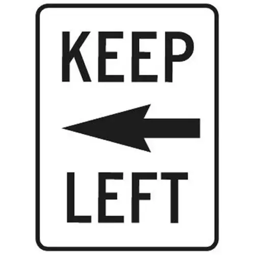 Keep Left Sign With Left Arrow, High Intensity, 18 X 24 Keep Left Sign With Left Arrow, High Intensity, 18 X 24