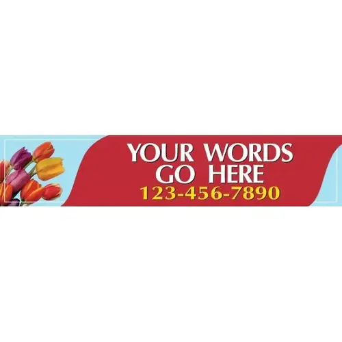 Horizontal Semi-Custom Banner, Red/Blue Tulips, 15 ft X 4 ft Horizontal Semi-Custom Banner, Red/Blue Tulips, 15 ft X 4 ft