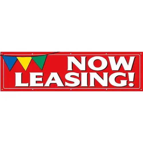 Horizontal Now Leasing! Banner, Red Pennant, 15 ft X 4 ft Horizontal Now Leasing! Banner, Red Pennant, 15 ft X 4 ft