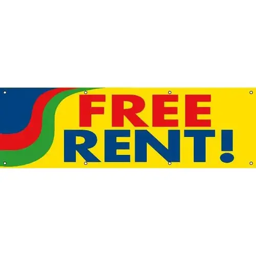 Horizontal Free Rent Banner, Yellow, 10 ft X 3 ft Horizontal Free Rent Banner, Yellow, 10 ft X 3 ft