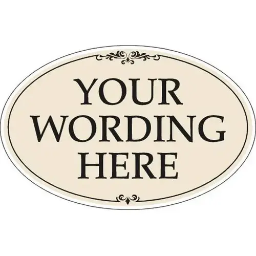 Coroplast Semi-Custom Oval Amenity Sign, Black/Ivory, 32 X 21 Coroplast Semi-Custom Oval Amenity Sign, Black/Ivory, 32 X 21