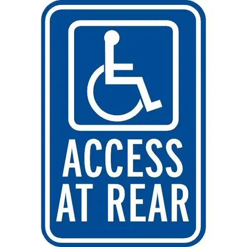 Access At Rear Disabled Parking Sign, Reflective, 12 X 18 Access At Rear Disabled Parking Sign, Reflective, 12 X 18