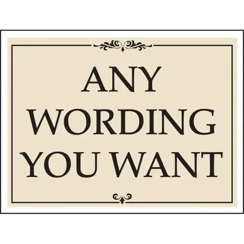 Aluminum Semi-Custom Amenity Sign, Black And Ivory, 24 X 18 Aluminum Semi-Custom Amenity Sign, Black And Ivory, 24 X 18