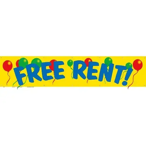 Horizontal Free Rent Banner, Balloons, 20 ft X 4 ft Horizontal Free Rent Banner, Balloons, 20 ft X 4 ft