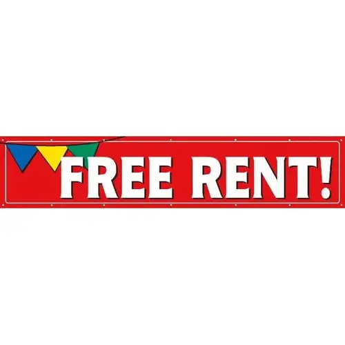 Horizontal Free Rent Banner, Red Pennant, 20 ft X 4 ft Horizontal Free Rent Banner, Red Pennant, 20 ft X 4 ft