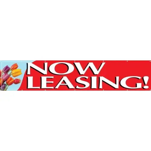 Horizontal Now Leasing Banner, Tulips, 20 ft X 4 ft Horizontal Now Leasing Banner, Tulips, 20 ft X 4 ft