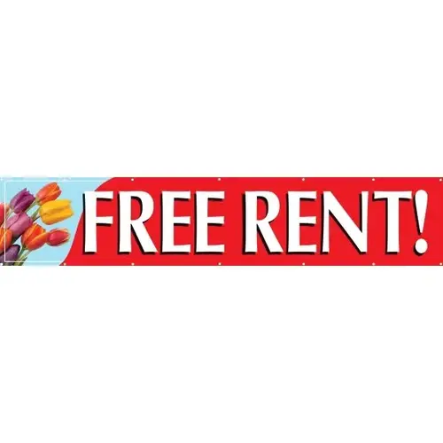 Horizontal Free Rent Banner, Tulips, 20 ft X 4 ft Horizontal Free Rent Banner, Tulips, 20 ft X 4 ft