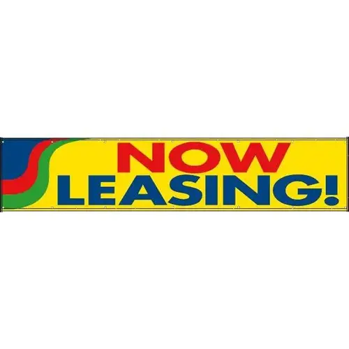 Horizontal Now Leasing Banner, Yellow, 20 ft X 4 ft Horizontal Now Leasing Banner, Yellow, 20 ft X 4 ft