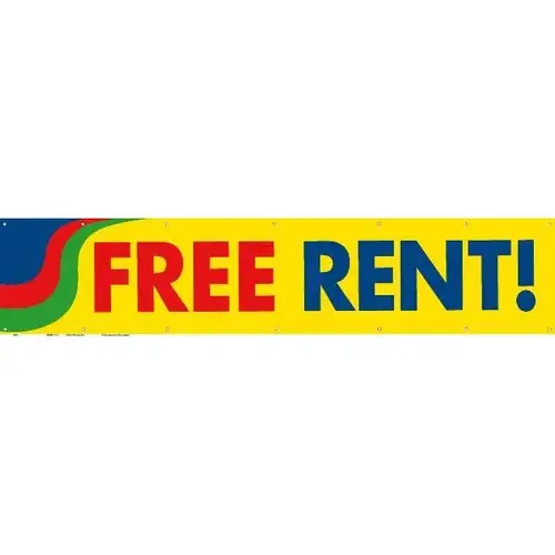 Horizontal Free Rent Banner, Yellow, 20 ft X 4 ft Horizontal Free Rent Banner, Yellow, 20 ft X 4 ft