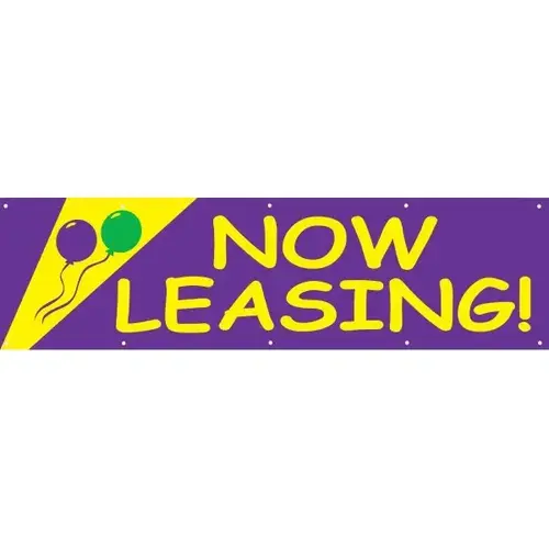 Horizontal Now Leasing Banner, Festive, 15 ft X 4 ft Horizontal Now Leasing Banner, Festive, 15 ft X 4 ft