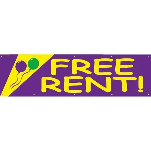 Horizontal Free Rent Banner, Festive, 15 ft X 4 ft Horizontal Free Rent Banner, Festive, 15 ft X 4 ft
