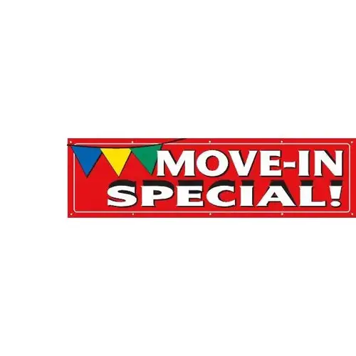 Horizontal Move In Special Banner, Red Pennant, 15 ft X 4 ft Horizontal Move In Special Banner, Red Pennant, 15 ft X 4 ft