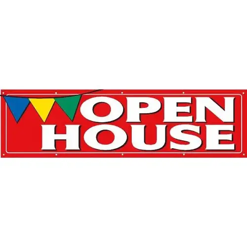 Horizontal Open House Banner, Red Pennant, 15 ft X 4 ft Horizontal Open House Banner, Red Pennant, 15 ft X 4 ft