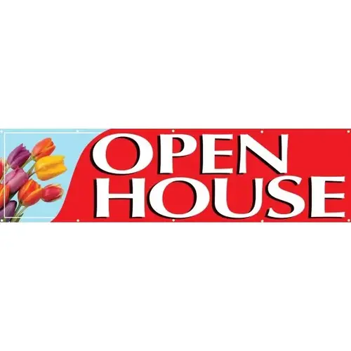 Horizontal Open House Banner, Tulips, 15 ft X 4 ft Horizontal Open House Banner, Tulips, 15 ft X 4 ft