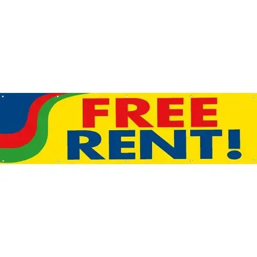 Horizontal Free Rent Banner, Yellow, 15 ft X 4 ft Horizontal Free Rent Banner, Yellow, 15 ft X 4 ft