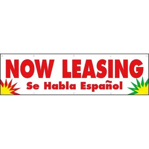 Horizontal Now Leasing Se Habla Espanol Banner Attention Getting Colors 15 ft X 4 ft Horizontal Now Leasing Se Habla Espanol Banner Attention Getting Colors 15 ft X 4 ft