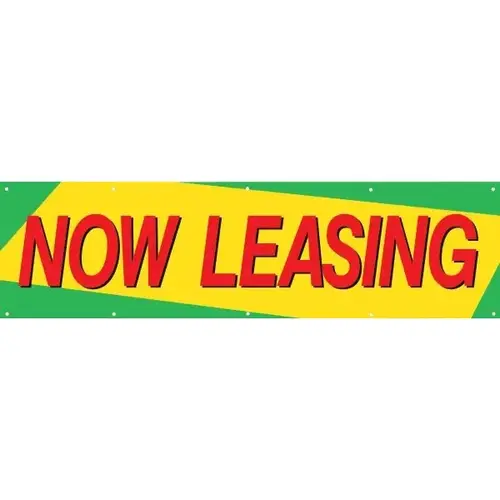 Now Leasing Horizontal Banner, Red/Yellow/Green, 15 ft X 4 ft Now Leasing Horizontal Banner, Red/Yellow/Green, 15 ft X 4 ft