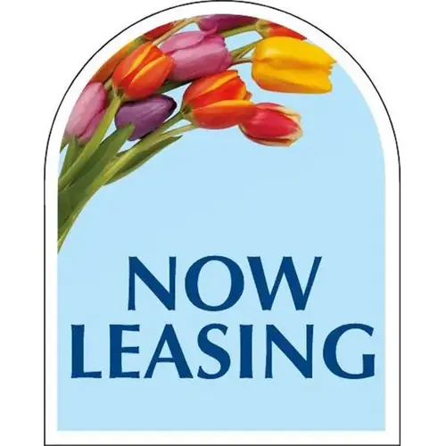 Aluminum Now Leasing Arched Amenity Sign, Tulips, 24 X 30 Aluminum Now Leasing Arched Amenity Sign, Tulips, 24 X 30
