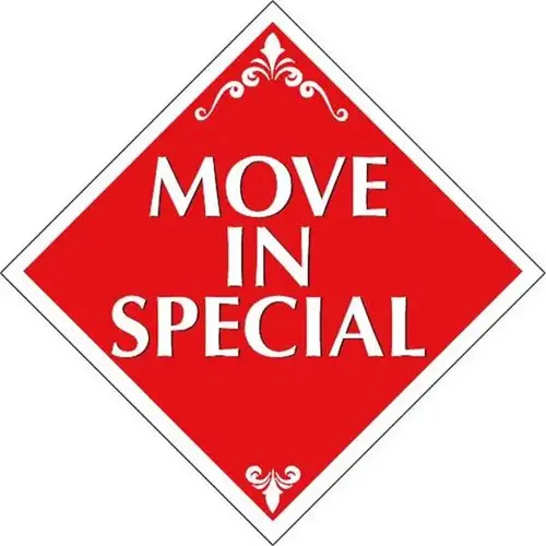 Coroplast Move In Special Diamond Amenity Sign, Red/White, 24 X 24 Coroplast Move In Special Diamond Amenity Sign, Red/White, 24 X 24