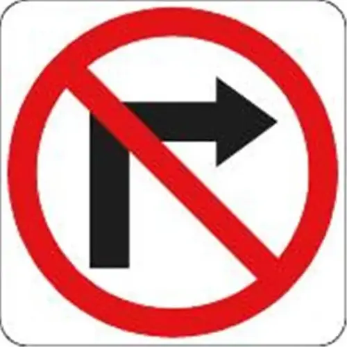 No Right Turn Symbol Sign, Non-Reflective, 24 X 24 No Right Turn Symbol Sign, Non-Reflective, 24 X 24