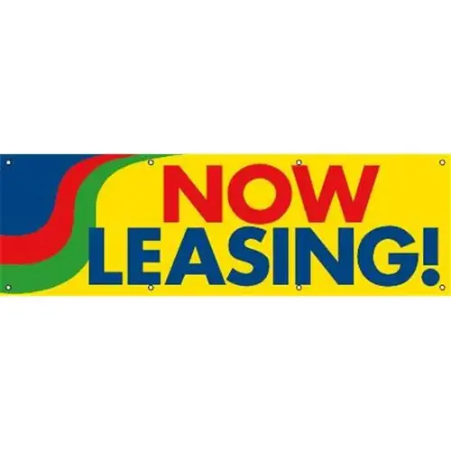 Horizontal Now Leasing! Banner, Yellow, 10 ft X 3 ft Horizontal Now Leasing! Banner, Yellow, 10 ft X 3 ft