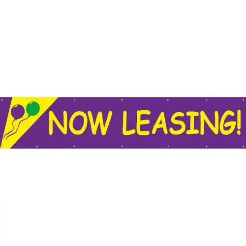 Horizontal Now Leasing Banner, Festive, 20 ft X 4 ft Horizontal Now Leasing Banner, Festive, 20 ft X 4 ft