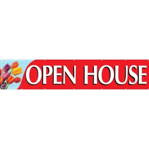 Horizontal Open House Banner, Tulips, 20 ft X 4 ft Horizontal Open House Banner, Tulips, 20 ft X 4 ft